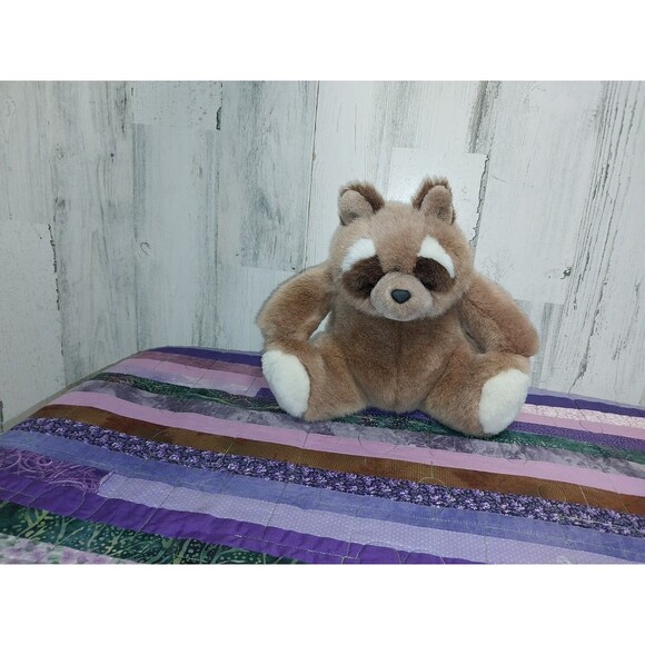 Vintage GUND 1985 Bandit The Raccoon Beige Brown Roly Poly Plush Stuffed Animal - Picture 3 of 7
